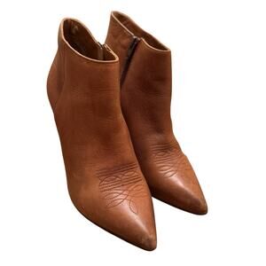 Barneys NY Boots 37.5 Brown Italian Leather Stiletto Western Revival Cowgirl